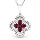 0.80ct Princess Round Cut Ruby & Diamond Pave Necklace Pendant in 14k White Gold 0.80ct Princess Round Cut Ruby & Diamond Pave Necklace Pendant in 14k White Gold