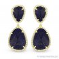 8.12 ct Blue Lapis Lazuli & Round Diamond Dangling 14k Yellow Gold Drop Earrings