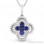 0.83ct Princess Round Cut Sapphire & Diamond 18k Pendant 14k White Gold Necklace