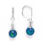 Peacock Blue Fiery Opal Gem Dangling Drop Earrings 14k 14kt Yellow or White Gold