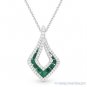 0.63 ct Emerald Gem & Diamond Pave 14k White Gold Drop Pendant & Chain Necklace