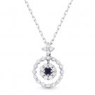 0.50ct Princess Cut Sapphire Diamond 18k White Gold Pendant & 14k Chain Necklace