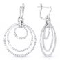 1.14 ct Round Cut Diamond Pave Circle Stack Dangling Earrings in 14k White Gold