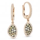 0.65 ct Fancy & White Diamond Pave Drop Dangling 14k Rose & Black Gold Earrings