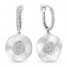 0.19 ct Round Cut Diamond Circle Charm Dangling Drop Earrings in 14k White Gold