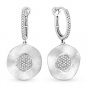 0.19 ct Round Cut Diamond Circle Charm Dangling Drop Earrings in 14k White Gold