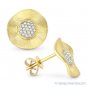 0.09ct Round Cut Diamond Cluster Pave Wavy Circle 14k Yellow Gold Stud Earrings