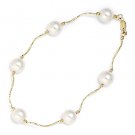 8mm White Freshwater Pearl Ladies Beaded Bracelet in 14k Yellow or White Gold 8mm White Freshwater Pearl Ladies Beaded Bracelet in 14k Yellow or White Gold