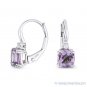 1.06 ct Amethyst & Diamond Dangling Drop Leverback Baby Earrings 14k White Gold