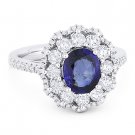 2.39 ct Oval Cut Sapphire & Diamond Pave 18k White Gold Right-Hand Cocktail Ring 2.39 ct Oval Cut Sapphire & Diamond Pave 18k White Gold Right-Hand Cocktail Ring