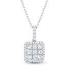 0.57ct Princess Round Cut Diamond Pave 18k White Gold Pendant 14k Chain Necklace 0.57ct Princess Round Cut Diamond Pave 18k White Gold Pendant 14k Chain Necklace