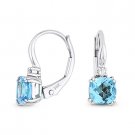 1.36ct Blue Topaz & Diamond Dangling Drop Leverback Baby Earrings 14k White Gold 1.36ct Blue Topaz & Diamond Dangling Drop Leverback Baby Earrings 14k White Gold
