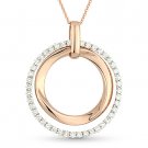 1.10 ct Diamond Pave Circle Eternity Charm Necklace Pendant 14k Rose White Gold