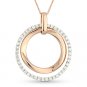 1.10 ct Diamond Pave Circle Eternity Charm Necklace Pendant 14k Rose White Gold