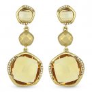 15.63 ct Citrine & Round Cut Diamond Dangling Drop Earrings in 14k Yellow Gold