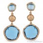 20.15 ct Blue Topaz & Round Cut Diamond Dangling Drop Earrings in 14k Rose Gold
