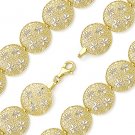 Italy .925 Sterling Silver Diamond-Cut Circle Link Chain & Flower Charm Bracelet Italy .925 Sterling Silver Diamond-Cut Circle Link Chain & Flower Charm Bracelet