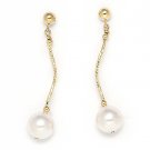 8mm Freshwater Cultured Pearl Dangling Drop Earrings in 14k Yellow or White Gold 8mm Freshwater Cultured Pearl Dangling Drop Earrings in 14k Yellow or White Gold