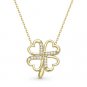 4-Heart Leaf Irish Clover Luck Charm CZ Crystal Pendant in .925 Sterling Silver