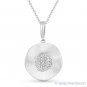 0.07ct Round Cut Diamond Circle Pendant & Cable Chain Necklace in 14k White Gold