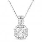 0.74 ct Round Brilliant Cut Diamond Pave 18k White Gold Pendant w/ 14k Necklace 0.74 ct Round Brilliant Cut Diamond Pave 18k White Gold Pendant w/ 14k Necklace