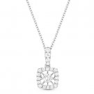 0.30 ct Floating Round Cut Diamond 14k White Gold Halo Pendant & Chain Necklace