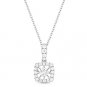 0.30 ct Floating Round Cut Diamond 14k White Gold Halo Pendant & Chain Necklace