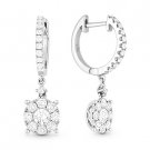 1.09ct Round Brilliant Cut Diamond Pave Dangling Drop Earrings in 14k White Gold 1.09ct Round Brilliant Cut Diamond Pave Dangling Drop Earrings in 14k White Gold