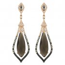 10.50ct Smoky Topaz, Black, & Brown Diamond 14k Rose Gold Dangling Drop Earrings