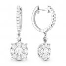 1.40ct Round Brilliant Cut Diamond Pave Dangling Drop Earrings in 14k White Gold 1.40ct Round Brilliant Cut Diamond Pave Dangling Drop Earrings in 14k White Gold