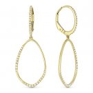 0.24 ct Round Cut Diamond 14k Yellow Gold Dangling Drop Leverback Post Earrings