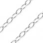Solid 925 Italy Sterling Silver & Rhodium Oval Cable Link Italian Chain Necklace