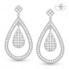 Sterling Silver Micro-Pave Cubic Zirconia CZ Crystal Dangling Tear-Drop Earrings Sterling Silver Micro-Pave Cubic Zirconia CZ Crystal Dangling Tear-Drop Earrings