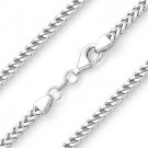 3.5mm Arrow Link Men's Franco Chain Necklace in .925 Sterling Silver w/ Rhodium