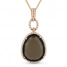 11.05 ct Smoky Topaz & Diamond Halo 14k Rose Gold Drop Pendant & Chain Necklace 11.05 ct Smoky Topaz & Diamond Halo 14k Rose Gold Drop Pendant & Chain Necklace