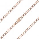 925 Italy Sterling Silver & 14k Rose Gold Oval Cable Link Italian Chain Necklace