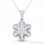 0.90 ct Round Cut Diamond Pave 18k White Gold Flower Pendant 14k Chain Necklace