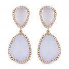 8.97 ct Chalcedony & Round Cut Diamond Pave 14k Rose Gold Dangling Drop Earrings