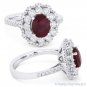 2.54 ct Oval Cut Ruby & Diamond Pave Right-Hand Cocktail Ring in 18k White Gold