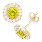Yellow Round Cut Cubic Zirconia Halo Faux Citrine Sterling Silver Stud Earrings Yellow Round Cut Cubic Zirconia Halo Faux Citrine Sterling Silver Stud Earrings