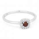 0.20ct Round Cut Garnet Gem & Diamond Square Halo Promise Ring in 14k White Gold 0.20ct Round Cut Garnet Gem & Diamond Square Halo Promise Ring in 14k White Gold