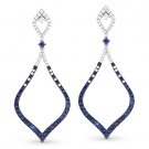 2.15 ct Sapphire & Diamond Pave Drop Dangling Earrings in 14k White & Black Gold 2.15 ct Sapphire & Diamond Pave Drop Dangling Earrings in 14k White & Black Gold