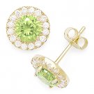 Green Round Cut Cubic Zirconia Halo Faux Peridot Sterling Silver Stud Earrings Green Round Cut Cubic Zirconia Halo Faux Peridot Sterling Silver Stud Earrings