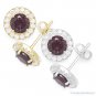 Faux Alexandrite Round Cut Cubic Zirconia CZ Halo Sterling Silver Stud Earrings