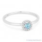 0.18ct Round Cut Blue Topaz Gemstone & Diamond Halo Promise Ring 14k White Gold