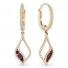 0.60 ct Red Ruby & Diamond Pave Dangling Drop Earrings in 14k Rose & Black Gold