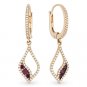 0.60 ct Red Ruby & Diamond Pave Dangling Drop Earrings in 14k Rose & Black Gold