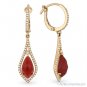 3.29 ct Red Agate & Round Cut Diamond Pave Halo Dangling Earrings 14k Rose Gold
