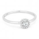0.14ct Round Cut White Topaz Gemstone & Diamond Halo Promise Ring 14k White Gold