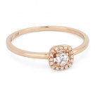 0.15 ct Round Cut White Topaz Gemstone & Diamond Halo 14k Rose Gold Promise Ring